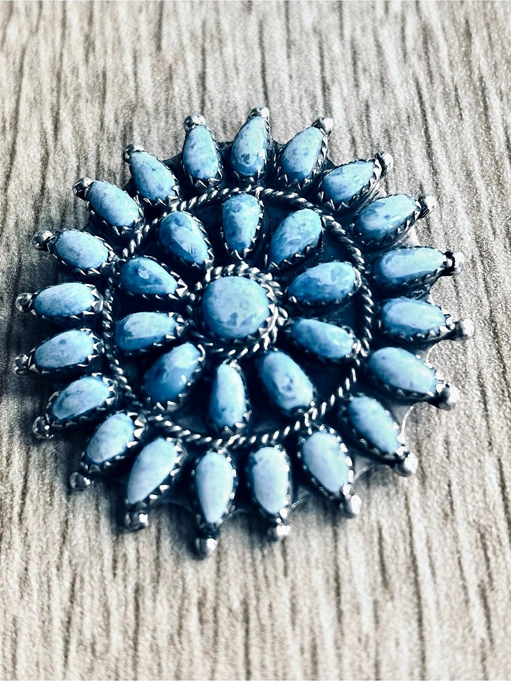 Turquoise Stone and Sterling Silver Brooch